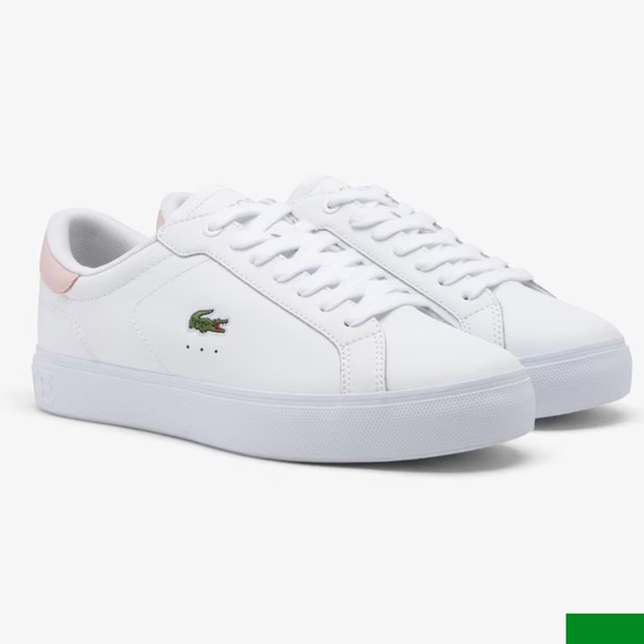 Lacoste Shoes - Women's LaCoste Powercourt Graphic Leather Sneakers Sz 6.5